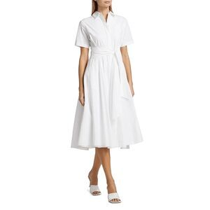 Toccin Megan Tie-Waist Cotton Midi-Dress Size Small $495